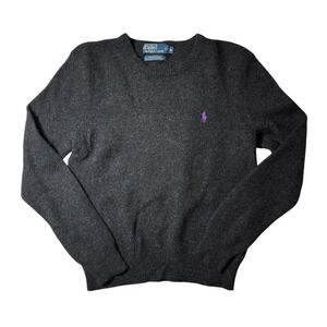 Vintage Classic‎ Polo Ralph Lauren Lambswool Crewneck Charcoal Gray Sweater Med
